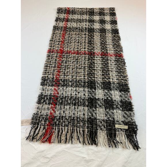 RARE Authentic Y2K Burberry Wool Mohair Boucle Check Scarf Made in France - Picture 5 of 9